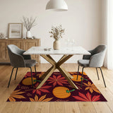 Orange Pumpkin Harvest Leaves Area Rug
