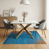 Blue Teal Geometric Striped Area Rug