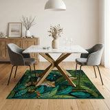 Jungle Tiger with Bird Green Area Rug