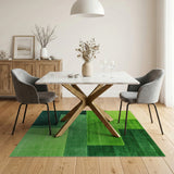 Green Lush Green Geometric Block Area Rug
