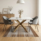Modern Brown Tan Geometric Stripe Area Rug