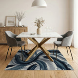 Abstract Navy Brushstroke Area Rug