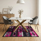 Pink Cassette Tape Collage Area Rug