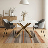 Orange Tan Striped Woven Area Rug