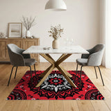 Bold Red Mandala Heritage Tribal Area Rug