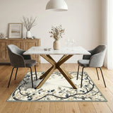 Vintage Floral Branch Beige Area Rug
