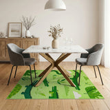 Cute Cartoon Crocodile Green Kids Area Rug