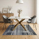 Grey Modern Grey Geometric Stripe Area Rug