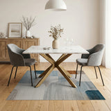 Teal Grey Abstract Geometric Geometric Modern Area Rug
