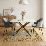 Autumn Leaves Border Beige Area Rug