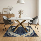Vintage Blue Mandala Persian Area Rug