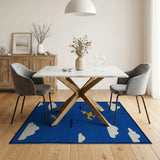 Cartoon Airplanes Submarines Blue Kids Rug