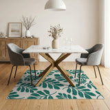 Floral Vintage Lush Green Fern Frond Area Rug