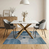Modern Blue Geometric Circle Area Rug