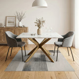 Grey Layered Geometric Area Rug