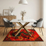 Fiery Red Dragon Area Rug