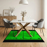 Green Tennis Court Geometric Area Rug