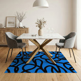Abstract Blue Squiggle Area Rug