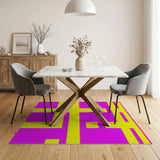 Vibrant Yellow Pink Geometric Block Rug
