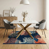 Navy Coral Reef Coastal Area Rug