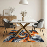 Dynamic Orange Swirl Abstract Area Rug