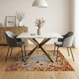 Autumn Leaves Border Cream Area Rug