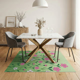 Whimsical Pink Meadow Floral Area Rug