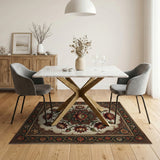Ornate Red Lotus Persian Area Rug