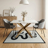 Twined Serpents Black White Area Rug