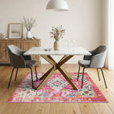 Distressed Vintage Pink Floral Distressed Vintage Area Rug