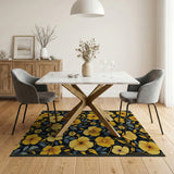 Vintage Yellow Blossom Floral Area Rug