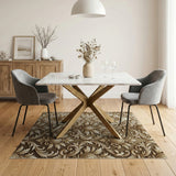 Opulent Gold Damask Baroque Area Rug