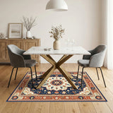 Multi-color and Patterns Navy Blue Persian Floral Medallion Area Rug