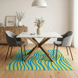 Sunny Yellow with Vibrant Blue Waves Area Rug