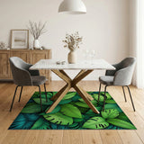 Boho Chic Green Lush Green Monstera Leaves Area Rug