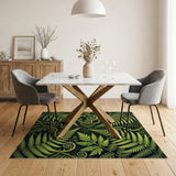 Floral Vintage Green Lush Green Fern Fronds Area Rug