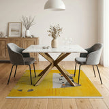 Sunny Yellow Cartoon Cat Tufted Rug