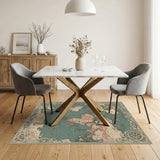 Vintage World Map Teal Area Rug