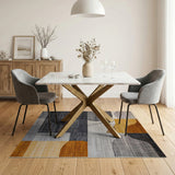 Modern Curved Geometric Abstract Area Rug