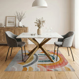 Vibrant Rainbow Arch Geometric Area Rug