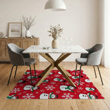 Kids Cartoon Festive Cartoon Snowmen Red Area Rug