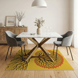 Vibrant Tree of Life Yellow Tribal Rug