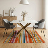 Horizontal Stripe Multi-color and Patterns Vibrant Multi-Color Horizontal Stripe Area Rug