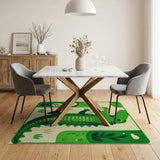 Playful Green T-Rex Kids Area Rug