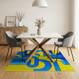 Bold Blue Yellow Geometric Modern Rug