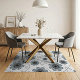 Blue Chamomile Floral Pattern Area Rug