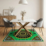 Traditional Persian Green Emerald Mandala Persian Area Rug