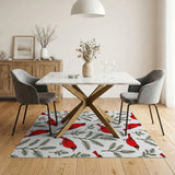 Red Cardinal Birds Pine Branches Pattern Rug