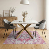 Boho Chic Blush Pink Mandala Floral Area Rug