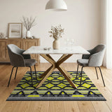 Vibrant Yellow Black Diamond Geometric Rug